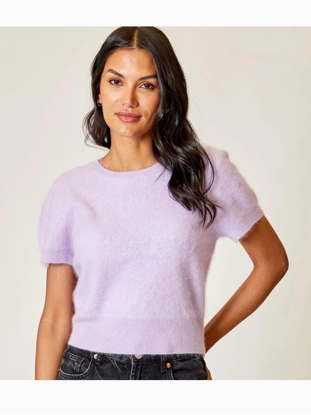 Anthropologie Pilcro Soft Lilac Short-Sleeve Knit Sweater